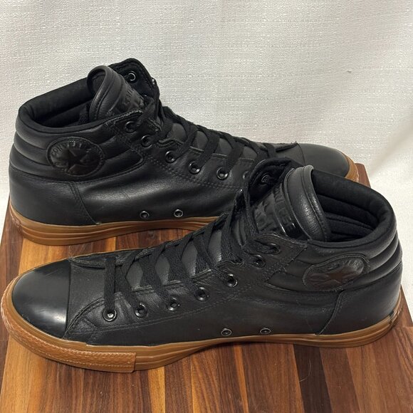 Converse All Star Men’s Black Leather High Top Sneakers Gum Sole Size 11 - Picture 1 of 16